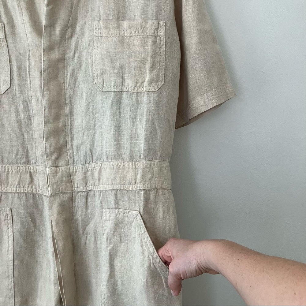 NWOT MATE the Label • Linen Short Sleeve Jumpsuit in Natural - Picture 9 of 14